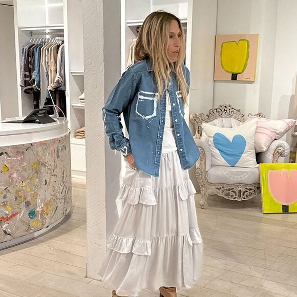 Kerri Rosenthal Pia Western Studio Shirt Top Long Sleeve Printed XS NWD 284549 - Picture 4 of 14